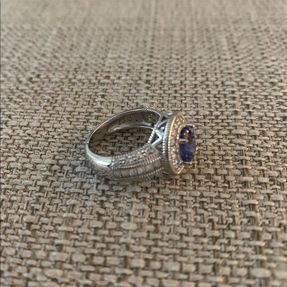 New in box tanzanite diamond cz silver plated ring 6 - Picture 2 of 5